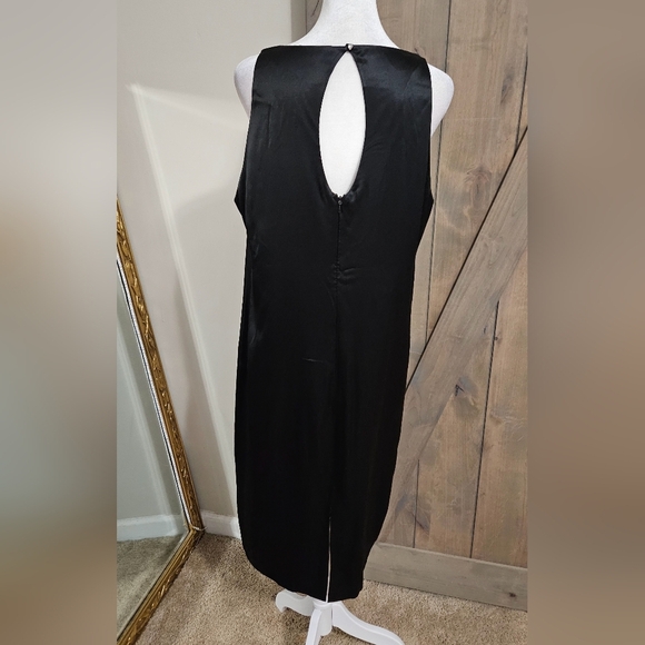 Vintage CADAZ 100% Silk Midi Shift Sleeveless Slip Dress In Black. Size 10 - Picture 13 of 15